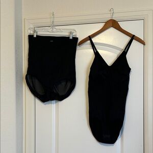 Women's Black Bodysuit and High-Waist Brief Shapewear